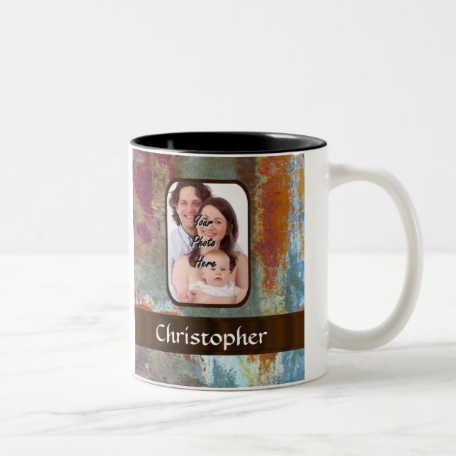 Modern urban distressed grunge Two-Tone coffee mug (Right)