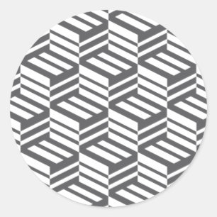 Modern, urban, dynamic bold geometric cube pattern classic round sticker