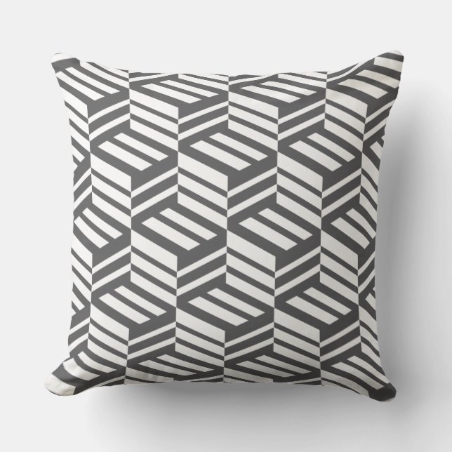 Modern, urban, dynamic bold geometric cube pattern cushion (Front)