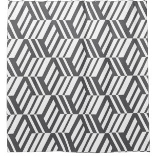 Modern, urban, dynamic bold geometric cube pattern shower curtain