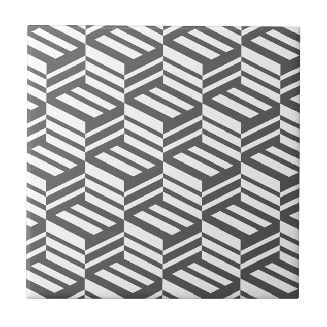 Modern, urban, dynamic bold geometric cube pattern tile (Front)