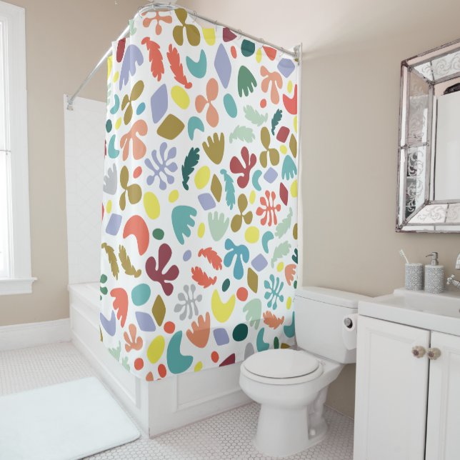 Modern Urban Flat Graphic Design Shower Curtain (In Situ)