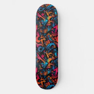 Modern Urban Graffiti Grunge Pattern Skateboard