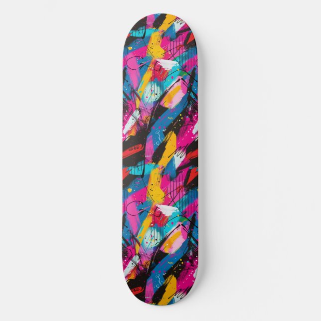 Modern Urban Graffiti Grunge Pattern Skateboard (Front)