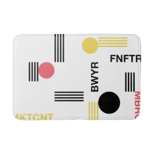 Modern, urban graphic with typography and shapes bath mat