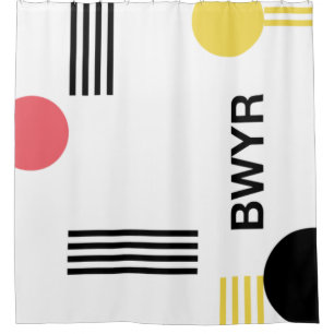 Modern, urban graphic with typography and shapes shower curtain