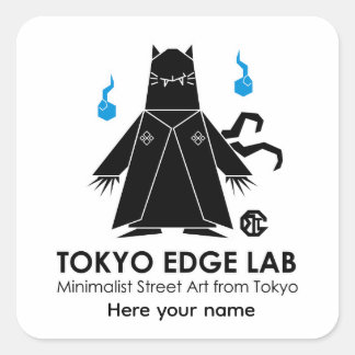 Modern Urban Japanese Nekomata - Tokyo Edge Lab Square Sticker