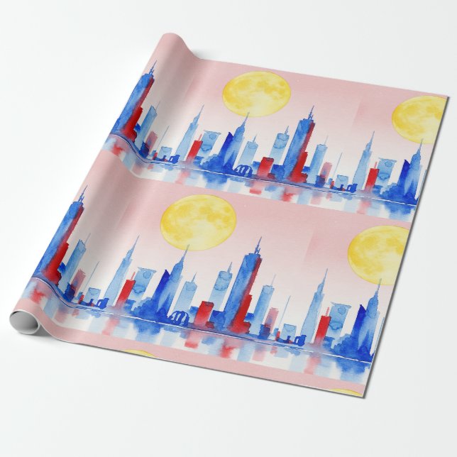 Modern urban landscape wrapping paper (Unrolled)