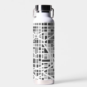 Modern Urban Map Grey White Architectural Design Water Bottle