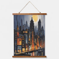 Modern Urban Nightscape – City Skyline at Dusk Art