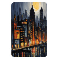 Modern Urban Nightscape – City Skyline at Dusk Art