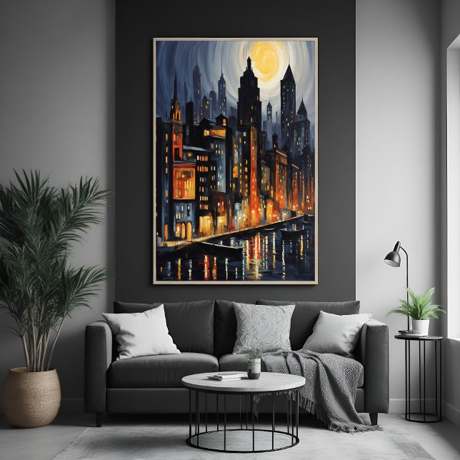 Modern Urban Nightscape – City Skyline at Dusk Art Poster (Creator Uploaded)