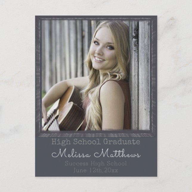 Modern Urban Photo Frame Graduation Postcard (Front)