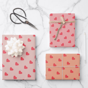 Modern Urban Red Hearts Pattern Wrapping Paper Sheet