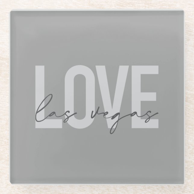 Modern, urban, simple, cool design Love Las Vegas Glass Coaster (Front)