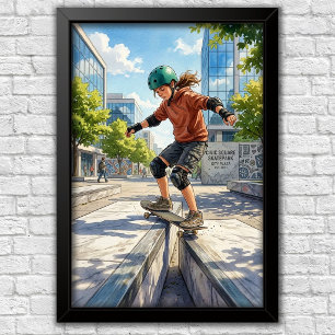 Modern Urban Skateboard Bedroom Wall Poster