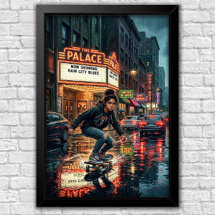 Modern Urban Skateboard Bedroom Wall Poster