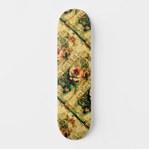 Modern Urban Street Art Inspired Floral Skateboard