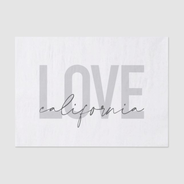 Modern, urban, trendy, cool design Love California Tissue Paper (Front)