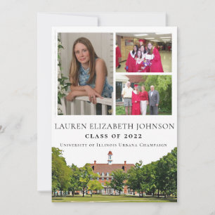Modern Urbana Champaign 3 Photo Collage Graduation Announcement