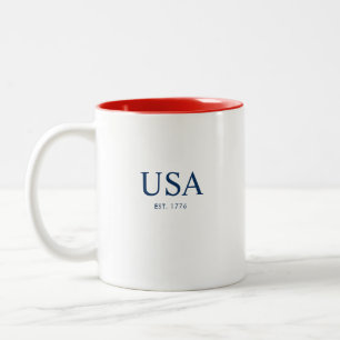 Modern USA Established 1776 Red White Blue Gift Two-Tone Coffee Mug