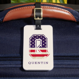 Modern USA Flag Monogram Q Luggage Tag