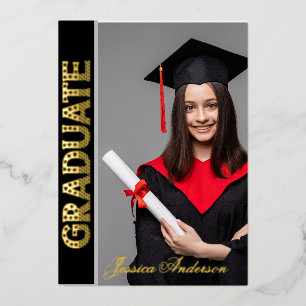 Modern Usa Gold Font Photo Graduation Party