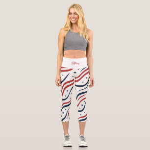 Modern USA Star Pattern   Women's Activewear Capri Leggings