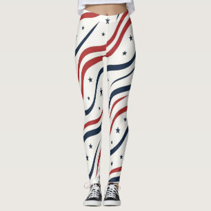 Modern USA Star Pattern   Women's Activewear Leggings