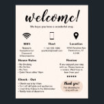 Modern Vacation Rental House Welcome Poster<br><div class="desc">Welcome your home rental guests with a professional customised sign will all the important information at one place - wi-fi password, house rules, checkout details, the Qr code for your digital welcome guide or your website. This Airbnb welcome sign will make staying at your place a pleasant, well organised and...</div>