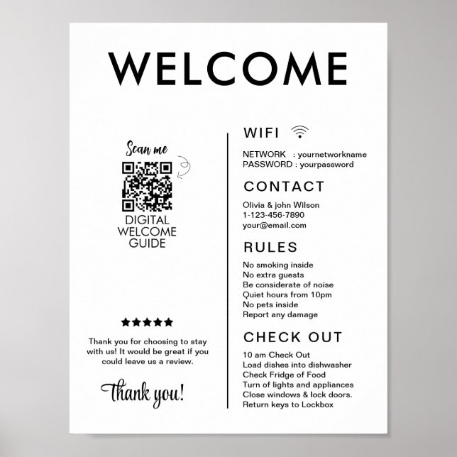 Modern Vacation Rental House Welcome Poster (Front)