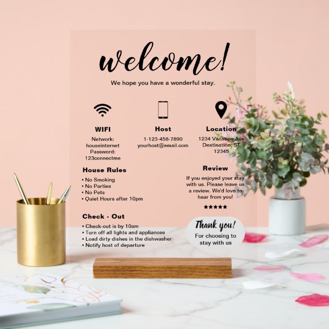 Modern Vacation Rental House Welcome Sign (Wedding)