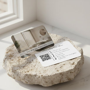 Modern Vacation Rental Resort Photo QR Code Business Card