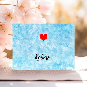 Modern Valentine Love Heart Blue Background Holiday Card