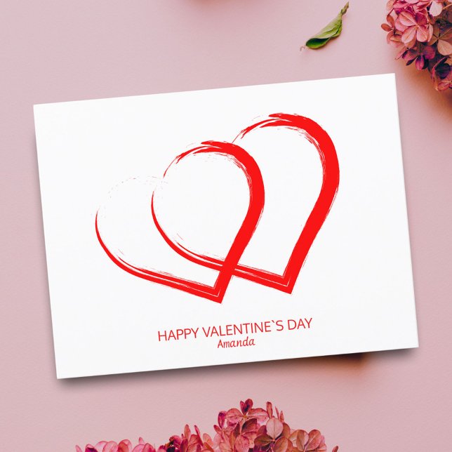 Modern Valentine`s Day Red Hearts Elegant Holiday Postcard (Creator Uploaded)