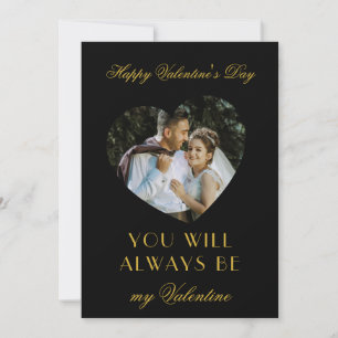 Modern Valentines Day Black Note Card for Couples