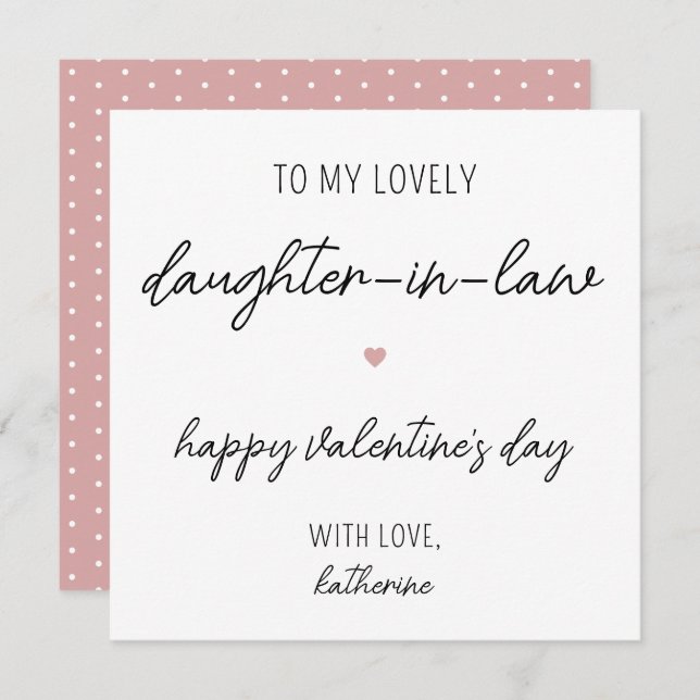 Modern Valentine's Day Card for Daughter in Law (Front/Back)