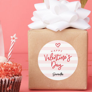 Modern Valentine's Day Favor Classic Round Sticker