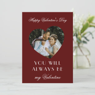Modern Valentines Day Maroon Note Card for Couples