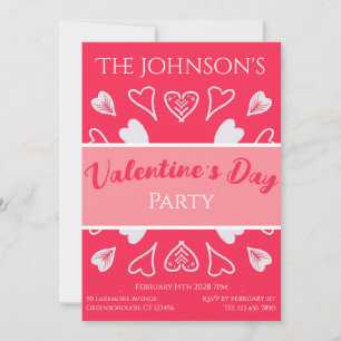 Modern Valentine's Day Party Pink Invitation