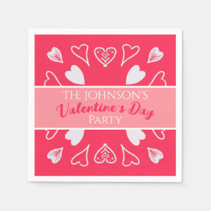 Modern Valentine's Day Party Pink Napkin
