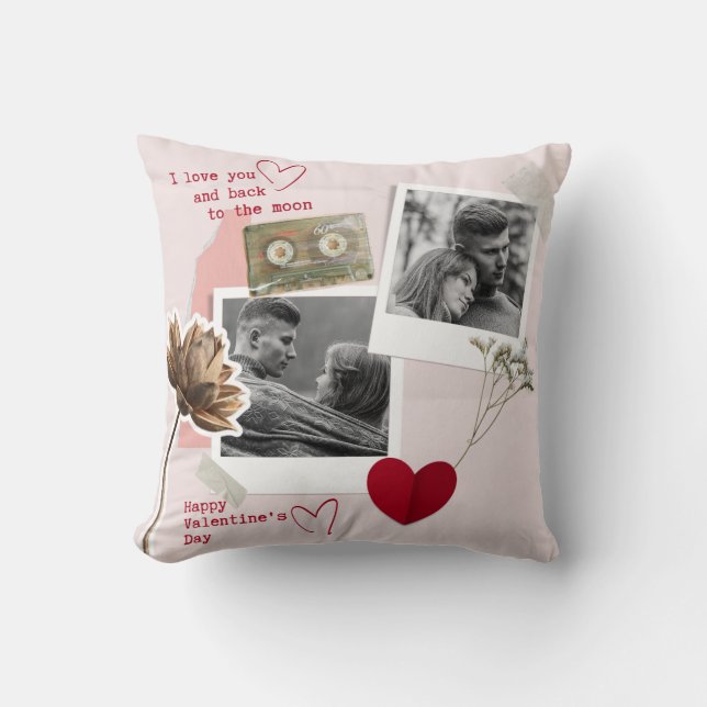 Modern Valentines Day Personalised Couple Photo  Cushion (Front)