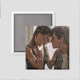 Modern Valentine's Day personalised couple photo Magnet