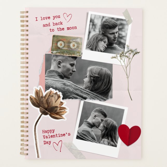 Modern Valentines Day Personalised Couple Photo Planner (Front)