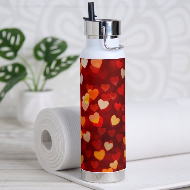 Modern Valentine's Day Romantic Heart Pattern Water Bottle (Creator Uploaded)