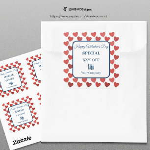 Modern Valentine's Day Special Blue Marketing Item Square Sticker