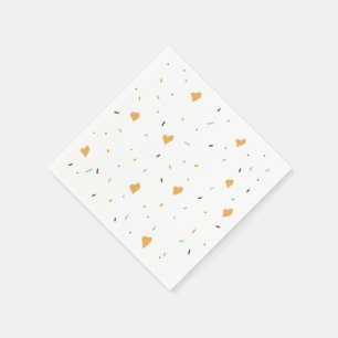 Modern Valentines Day Sprinkle Hearts Mustard Napkin