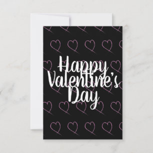 Modern Valentines Heart Scribbles Pink Black Card