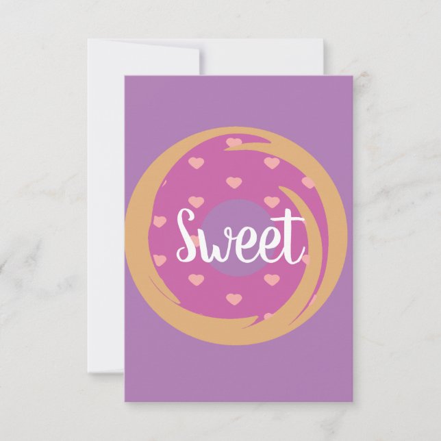 Modern Valentines Hearts Doughnut Frosting Pink Card (Front)