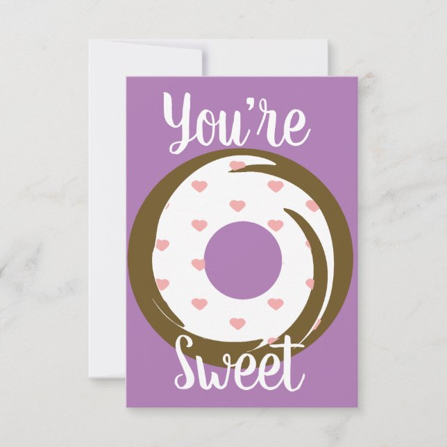Modern Valentines Hearts Doughnut Frosting Purple Card (Front)